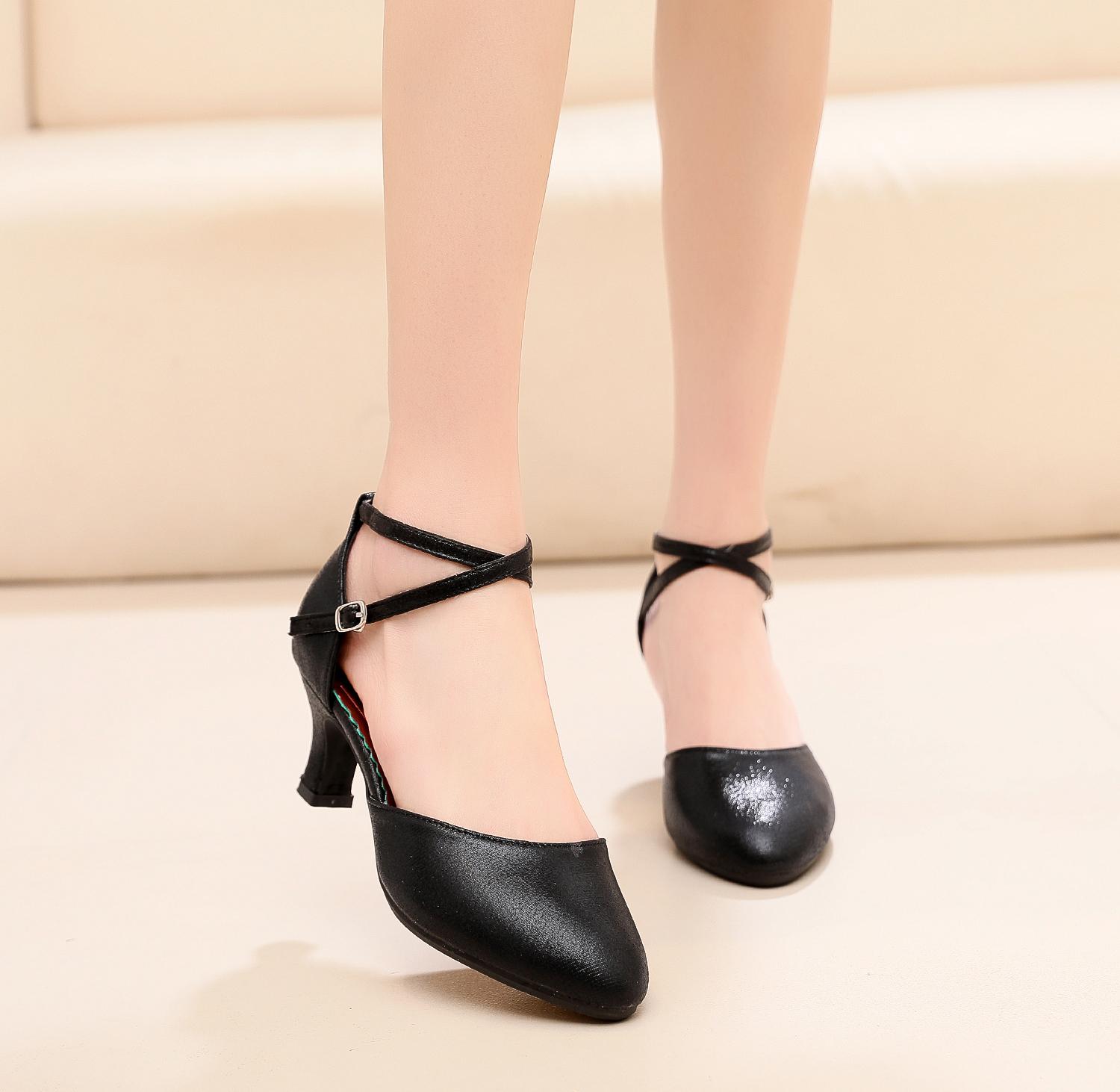 

Женские туфли на высоком каблуке для выпускного, современные бальные танцы, вальс, сальса, танцевальная обувь 38 чёрный