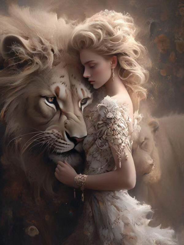 Elegant Women Diamond Painting New Arrivals Animals Diy Full Square Round Drill Rhinestone Embroidery Woman Lion Mosaic Cross Stitch Kits