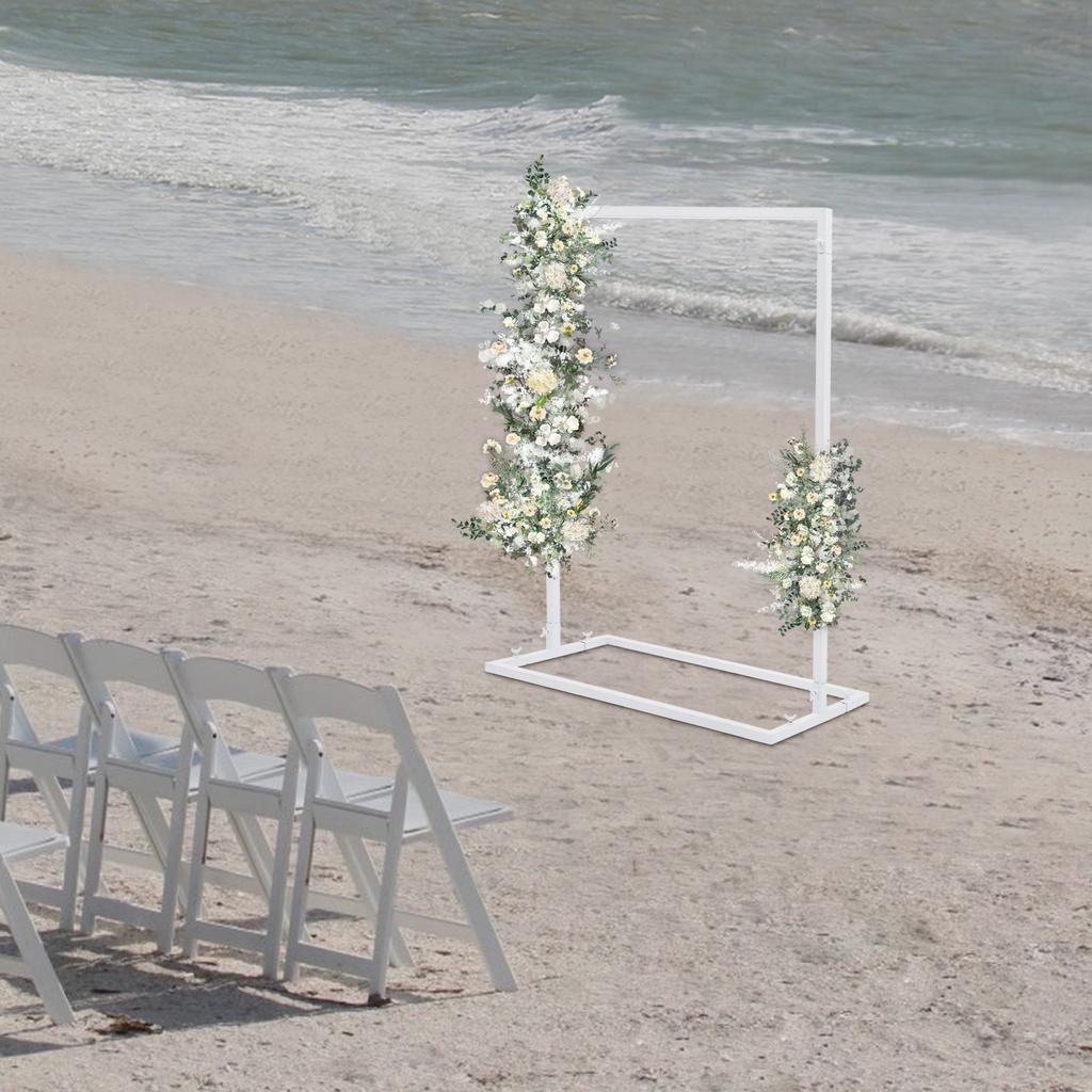 Elegant White Wedding Arch Stand, 1x0.75m Rectangular Iron Frame, Modern Floor Standing Ceremony Backdrop,Sturdy 8kg Capacity