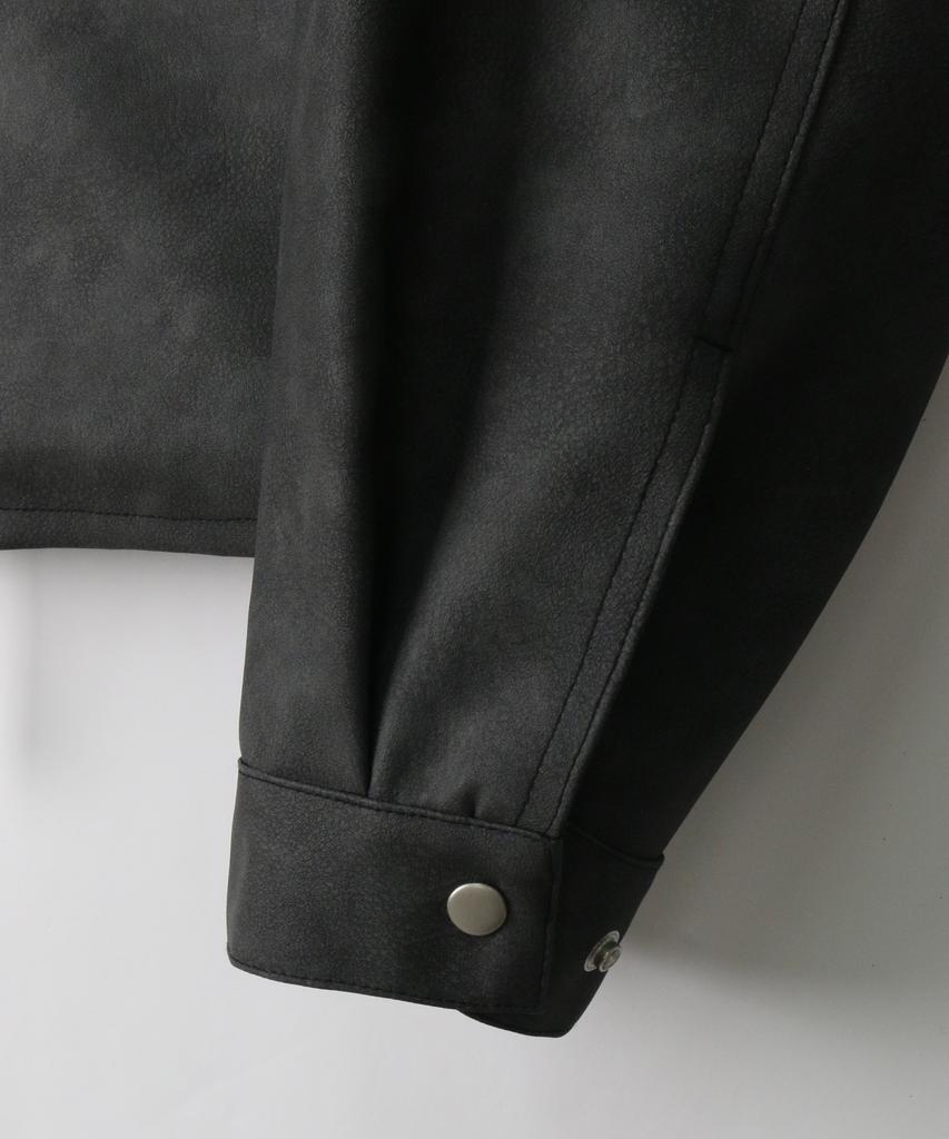 Indust Washed Leather Biker Jacket_Charcoal