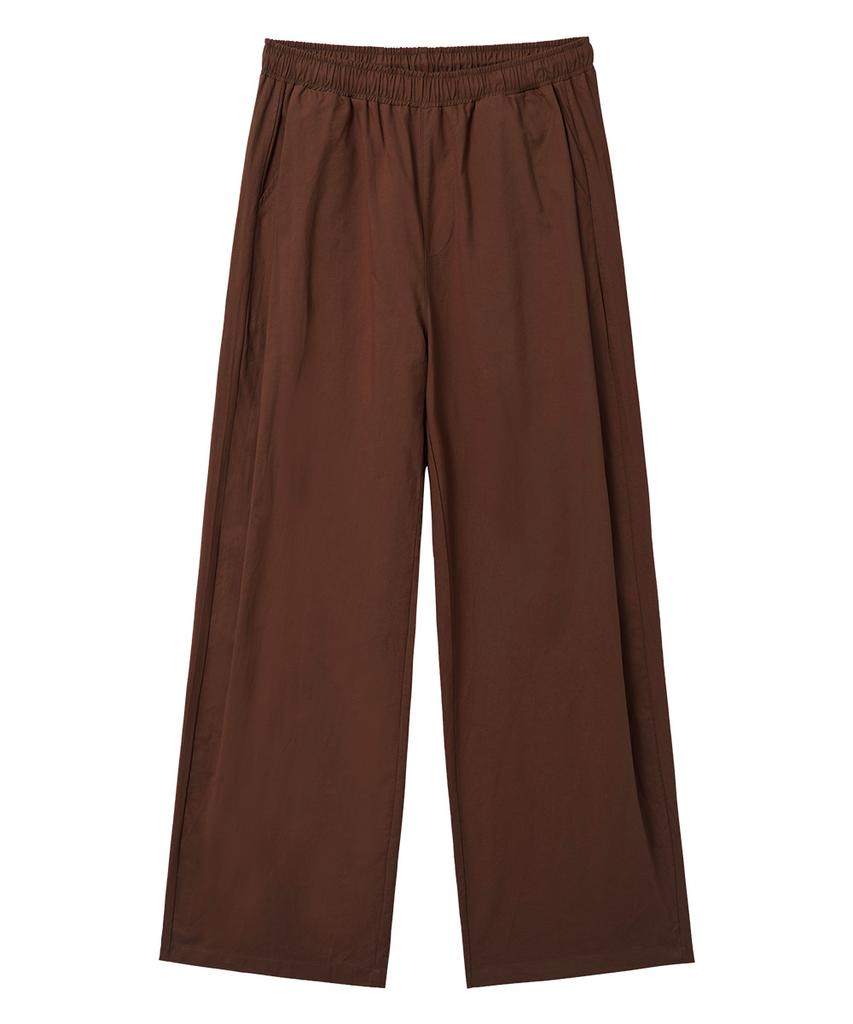 MOZMOZ Linen-Like Wide Pants Brown