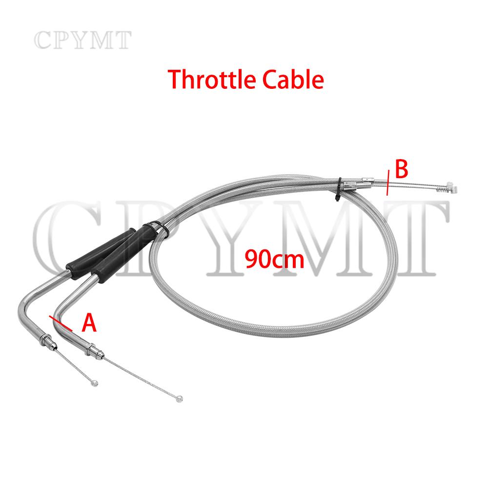 

Motorcycle Stainless Steel Braided Clutch Cable Throttle Cable fit For Harley Sportster XL 883 1200 XL883N 883L XL1200X 1200V Throttle 90cm