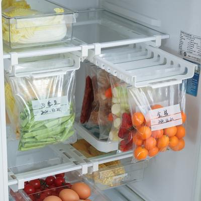 Retractable Refrigerator Preservative Bag Organize Racks Punch-Free Kitchen Telescopic Holders Freezer Ziploc Bags Storage Shelf