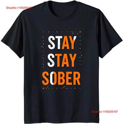 Stay Sober Schwarzes T-Shirt Mit Kräftigem Weißem Und Aufdruck Impactful Design Vintage Bequemes Oberteil Für Den Alltag Mode