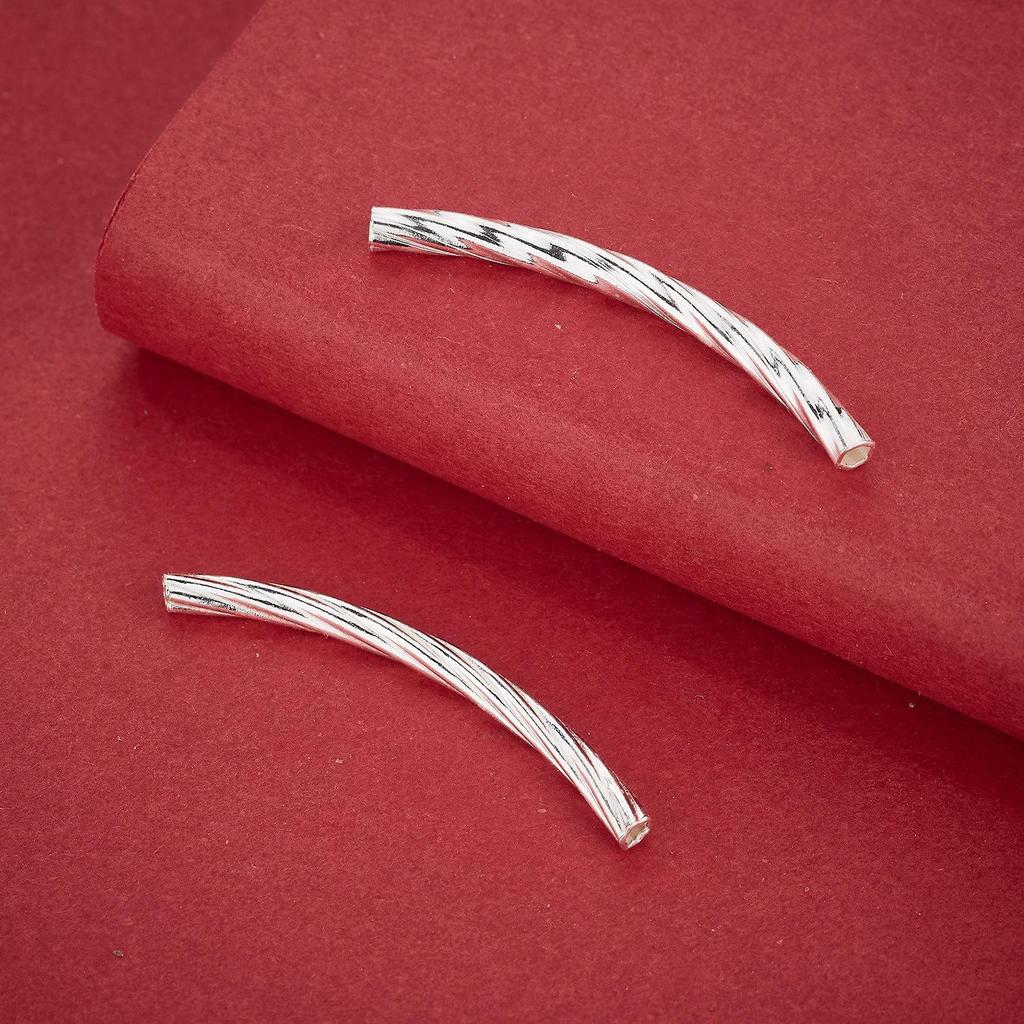 S925 Sterling Silver Twisted Tube Bracelet - Handmade DIY Jewelry Beading Accessory