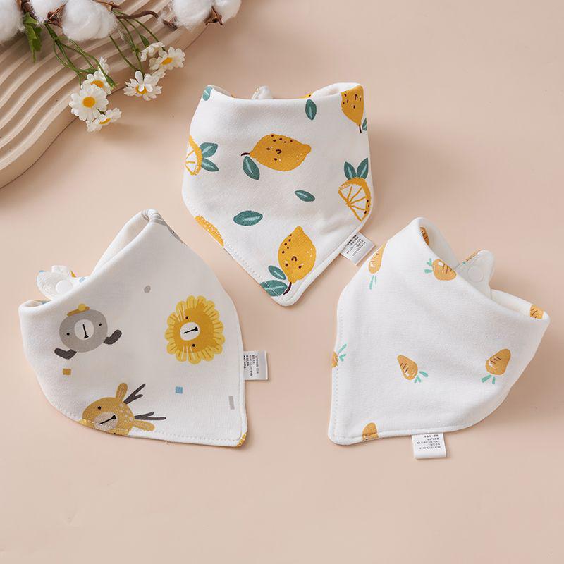 Newborn Pure Cotton Snap Bib - Double Layer Triangle Scarf for Babies
