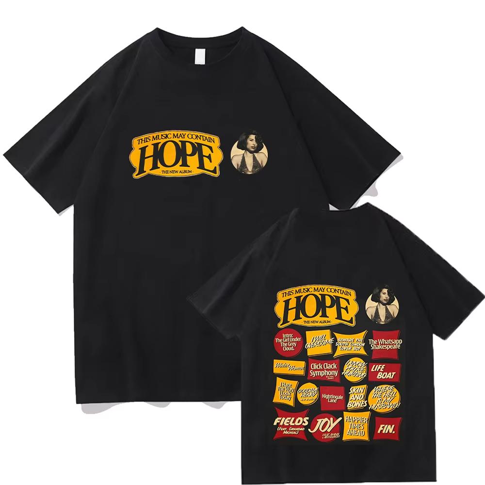 2026 Summer Fashion Trendy Tee Raye This Music May Contain Hope T-shirts Harajuku Graphic Print Clothing Fashion Cotton Comfort Tee 4XL
