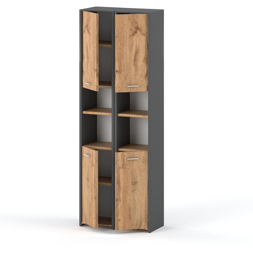 Floor-standing Bathroom Cabinet Gray Oak Wotan 30 CM Loft Bathroom Column