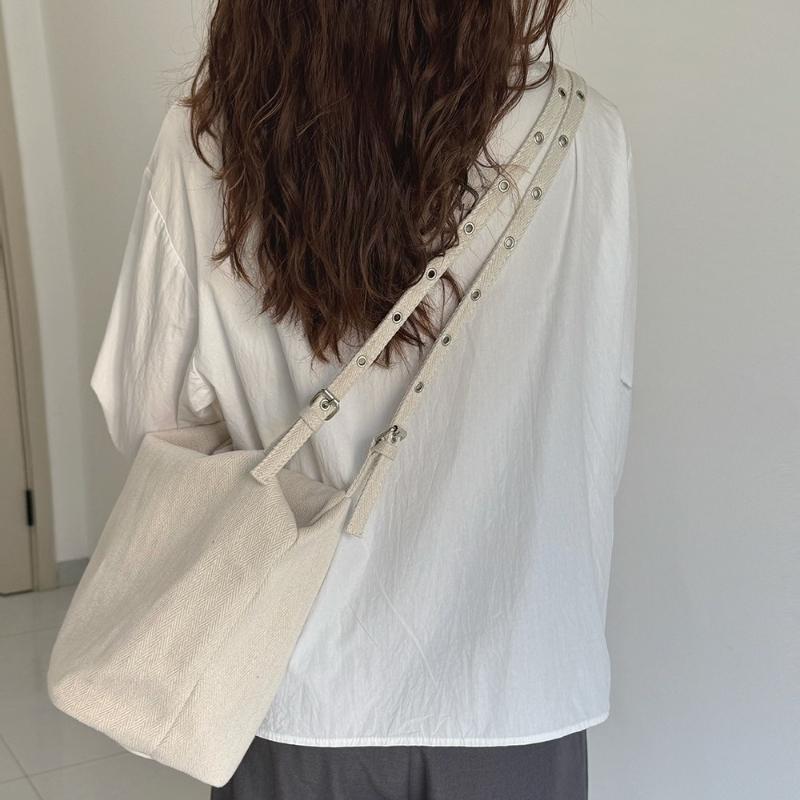 Ladies' Lazy Style Denim Tote Bag Canvas Simple Large Capacity Versatile Diagonal Cross Casual Commuting Buckle Shoulder Bag