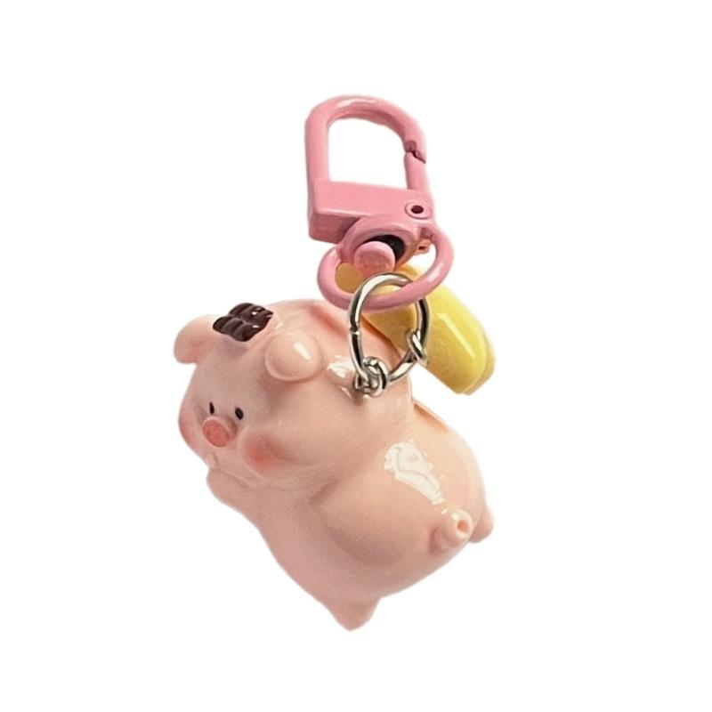 3D Pink Pig Keychain Pendant Cute Cartoon Resin Charm Key Rings Personalized Hangings Keychain for Girls and Students