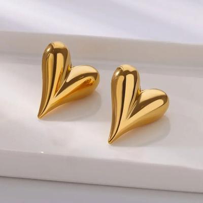 Cute Tiny Heart Stainless Steel Stud Earrings For Women Gold Color Wedding Aesthetic Earring Luxury Wedding Jewelry Gift BFF