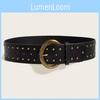 Punkinspired Rivet Leather Belt With Double Row Stitching Urban Outfits Style