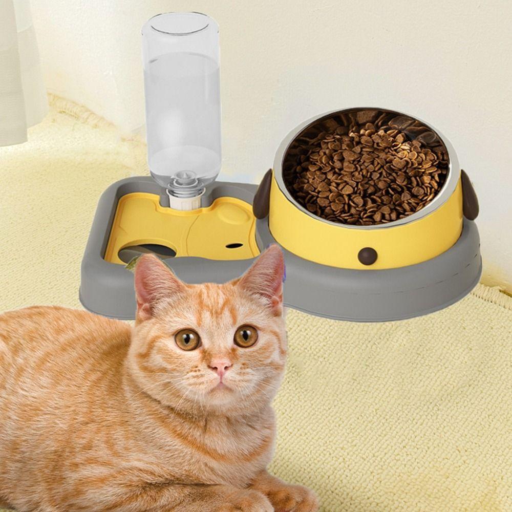 Large Capacity 3 In 1 Cat Bowl Anti Knockover Cat Dog Food Bowl Pet Food Container  for Home