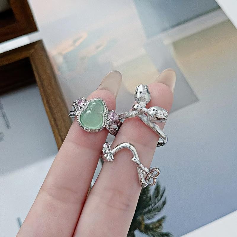 Zirkon Kürbis Offener Ring, Nationaler Stil Temperament, Tulpenblume Leichter Luxus Nische High-End Element Ring, Zeigefingerring.