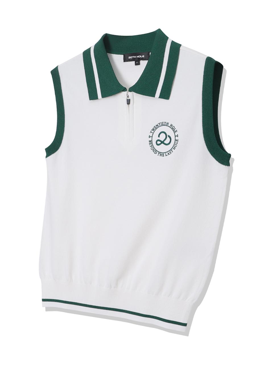 Twenis Hall Line Point Half-Zip Sleeveless Women S [White] White/90