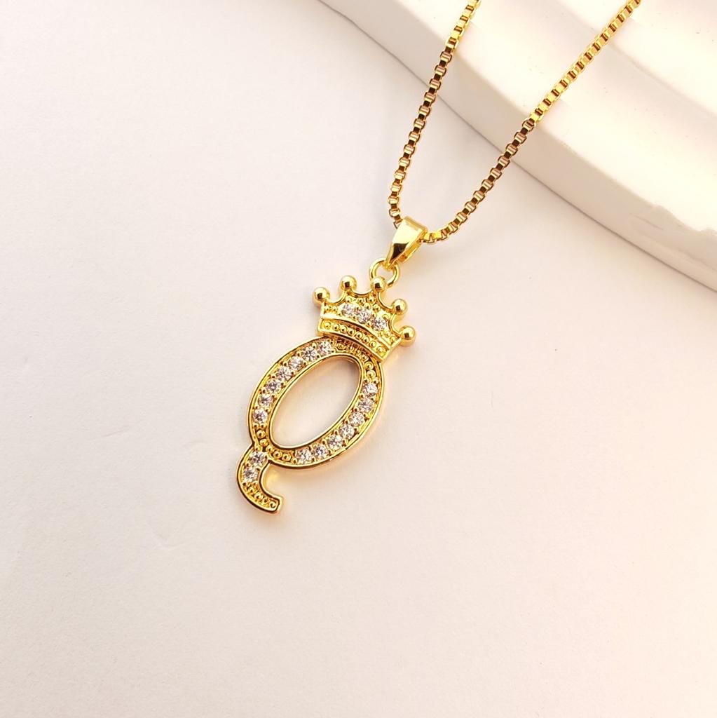 Crown 26 English Letter Necklace Women'S Simple Trend Versatile Micro-Inlaid Zircon Pendant Accessories
