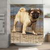 Adorable Pug Dog Print Shower Curtain for Bathroom Decor Waterproof Fabric with Hook Rings Various Sizes Available