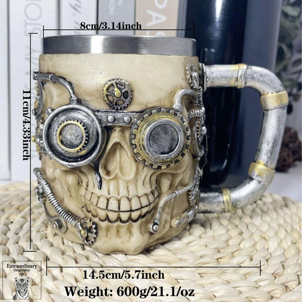Resin mechanical gear beer mug steam mug stainless steel skull mug