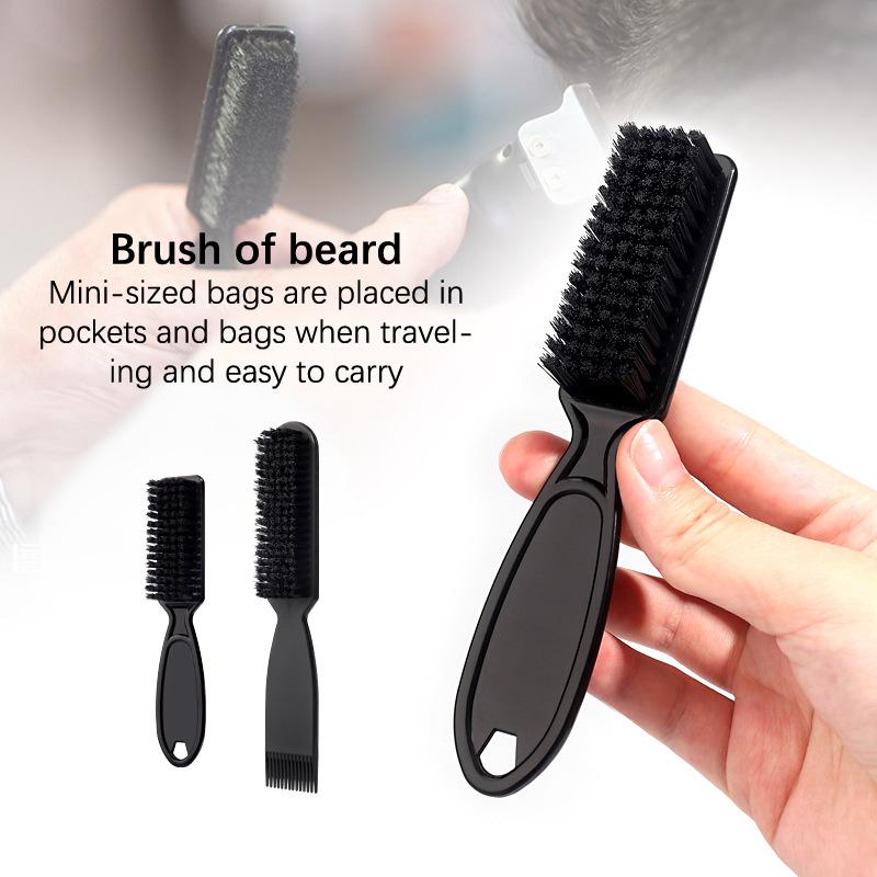 Black Small Beard Styling Brush Professional Shave Beard Brush Barber Vintage Oil Head Shape Carving Cleaning Brush Tools