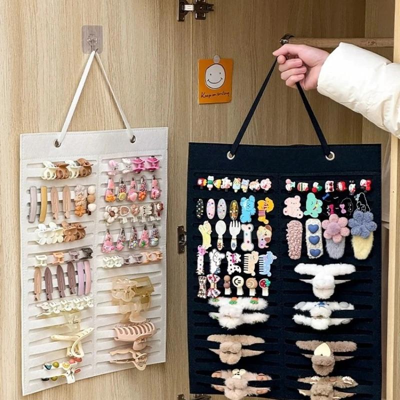 Simple Headwear Storage Hanging Bag, Felt Hair Clip Hanging Sorting Bag, Hair Clip Door Jewelry Storage Bag