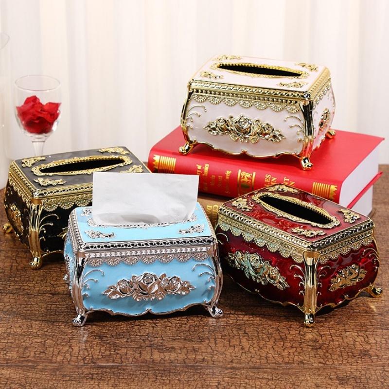 Facial Tissue Holder Embossed Rose Plastic Tissue Box Cover Tissue Dispenser for Living Room Home Household Kitchen Countertop