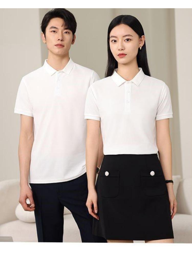 Oddychające Wygodne Bluzki Styl Casual Koszule Jednokolorowe Męskie i Damskie Koszule z Krótkim Rękawem z Klapami Letnia Odzież Robocza T-shirt YG-920J