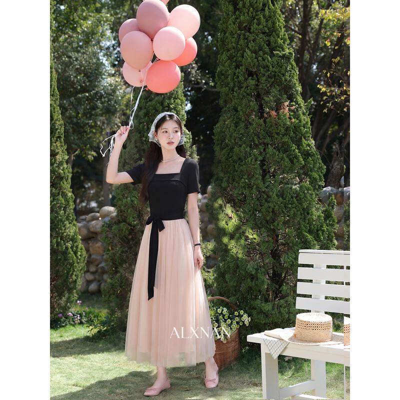 Women s Summer Short-Sleeve A-Line Maxi Dress S