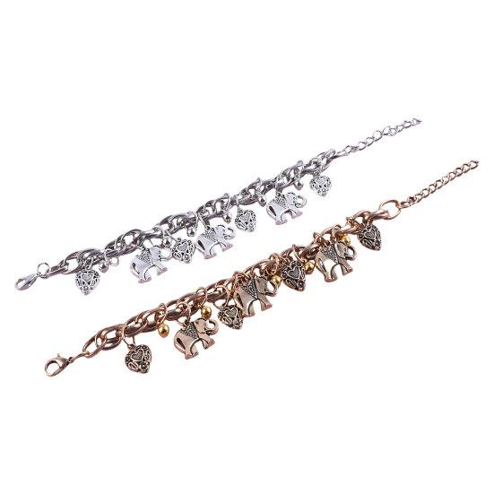 Retro Anklet, Bohemian Beach Style, with Carved Hearts Elephant Pendants, Scratch-Resistant Durable Anklet Bracelet Jewelry