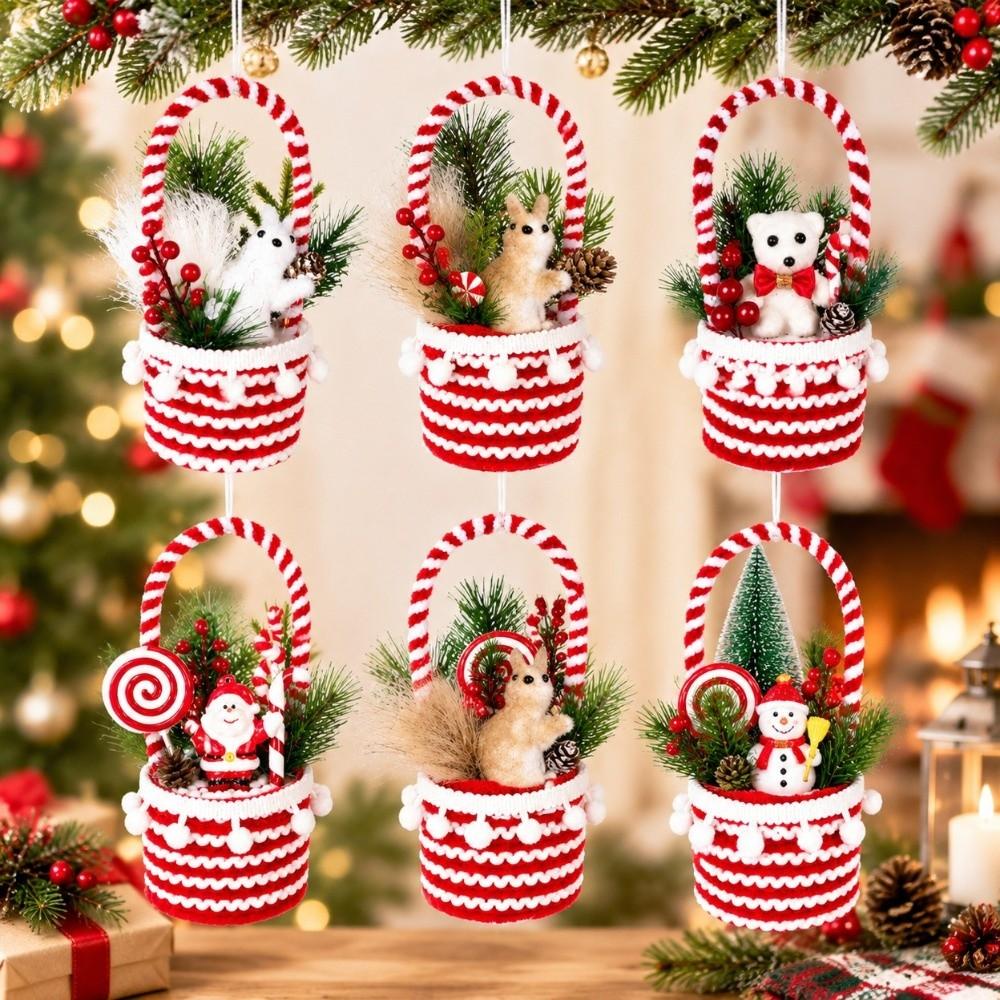 Party Atmosphere Christmas Candy Basket Hanging Design Christmas Tree Pendant Desktop Display