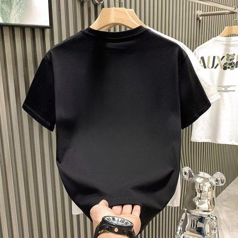 New Summer Men's T-shirt Trendy Brand Printed Tops Light Luxury Fashionable Casual Round Neck Short-sleeved