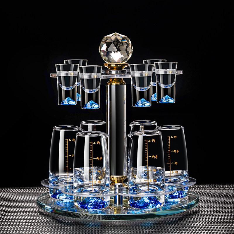 Elegant Crystal Glass Shot Cups Decanter Set With Graduated Markings Home Whiskey Baijiu Or Spirits Serving