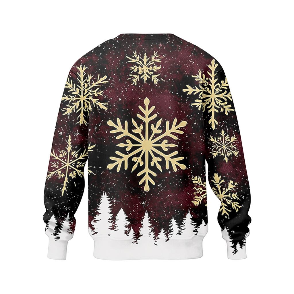 Men's Casual Loose Fit Long Sleeve Round Neck Printed Top for Everyday Wear