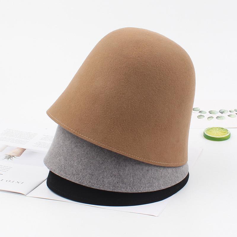 Lady Woolen Bucket Hat Winter New Fisherman Hat Wool Beggar Hat Net Red Bucket Hat