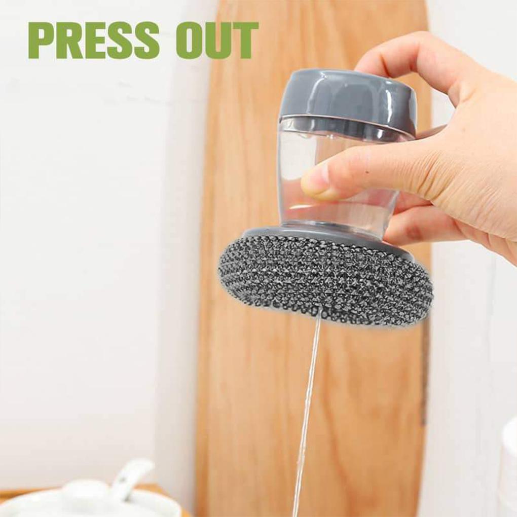 Cleaning Supplies Multifunctional Kitchen Soap Dispenser Replaceable Head Washing Liquid Storage Tank Steel Wire for Pots Pans