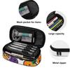 Pen Case Printed Durable Polyester Fabric Zip Around Closure with Main Storage Mesh Pocket and Organized Pen Holders for Students