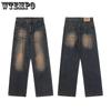 WTEMPO Streetwear Style Blue Straight Vintage High Waist Jeans Pants American Retro Style Women Wide Leg Baggy Y2K Denim Trouser