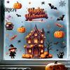 Halloween Haunted Castle Wall Decals Static Window Clings, Spooky House Glass with Pumpkin Quick Installation Holiday Supplies Bat Witch, Removable