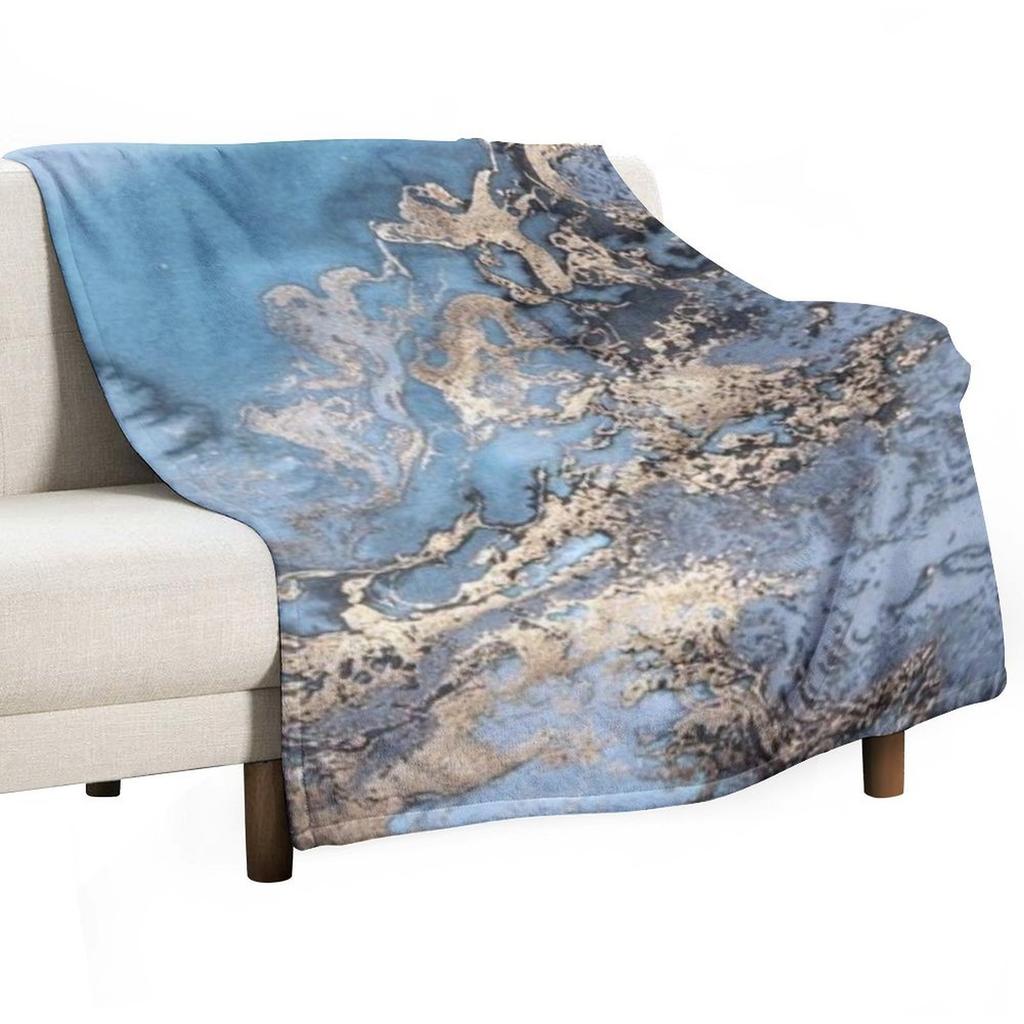 Blaue und goldene Marmor-Überwurfdecke Sofas Weiche Plüsch-Plaid Warme Weiche Decken