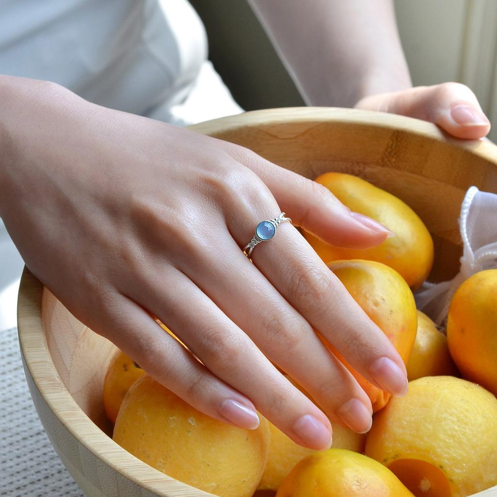 47Bag 925 Silver Chalcedony Natural Stone Ring Ruth