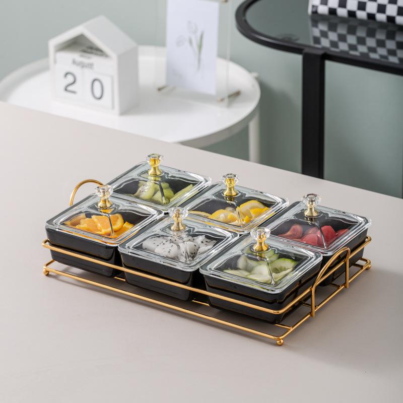 Ktv Clubhouse Fruit Plate Melamine Bar Muscle Foot Four Or Six Gongge Snack Plate Grid Barbecue Cold Vegetables Snack Plate Plate Plate