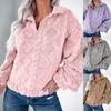 Women S Solid Color Half Zip Stand Collar Loose Fleece Pullover Sweatshirt