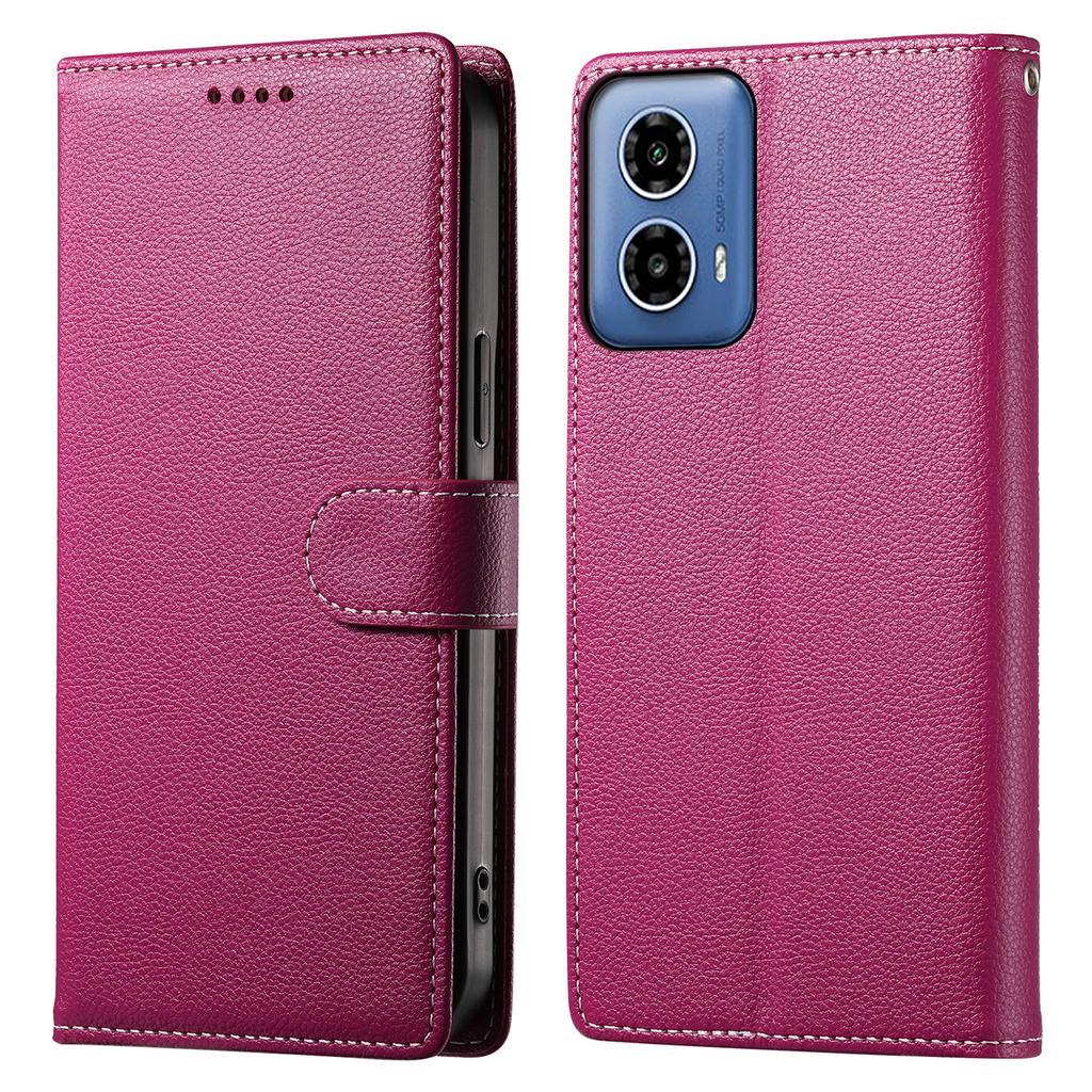 DF-012 For Motorola Moto G45 5G/G34 5G Case Litchi Texture Leather Magnetic Clasp Wallet Stand Phone Cover