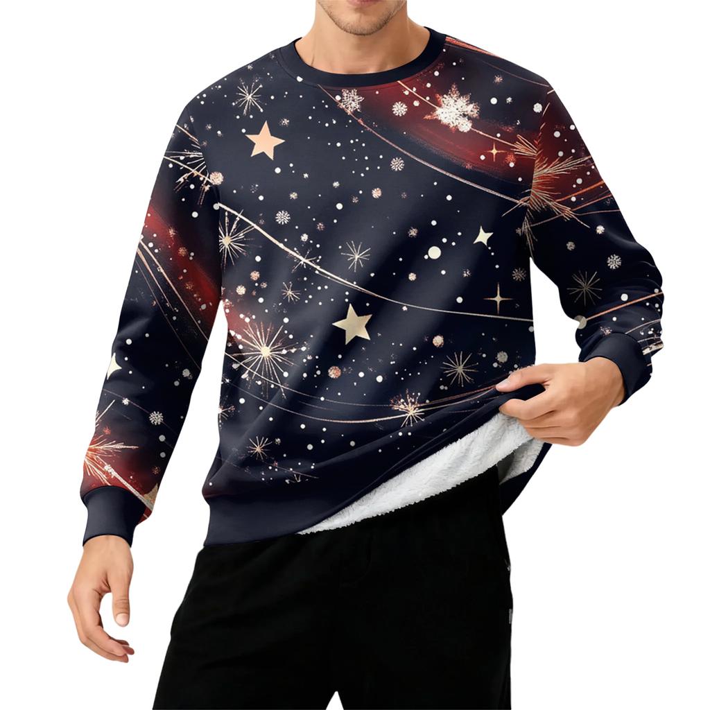 Men's Round Neck Fleece-Lined Thick Solid Color Sweatshirt