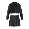 Li Tai Yuan Club Cool Fan Fried Street Fancy Retro Small Dress Leather Coat Pleated Skirt Sexy Suit
