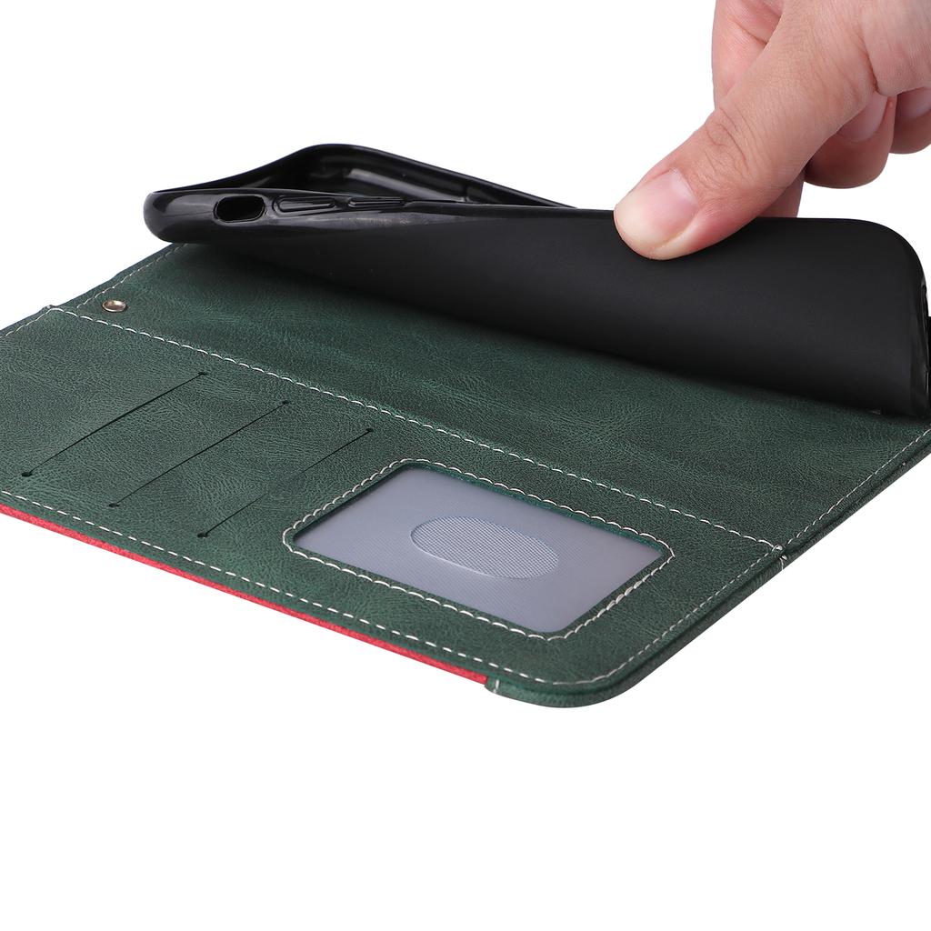 For Xiaomi Redmi Note 13 4G Leather Case Three-color Splicing Phone Cover