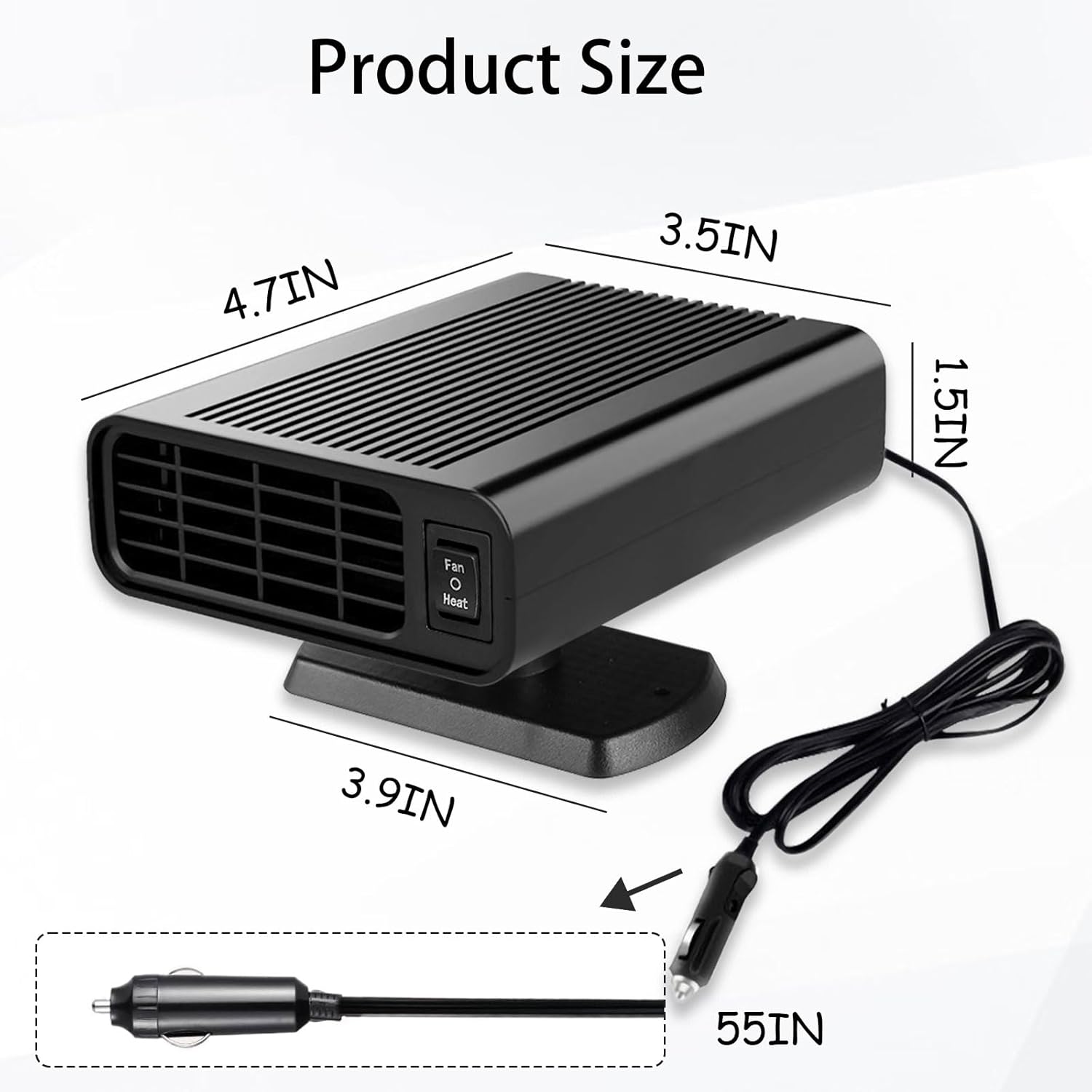

Portable 2-in-1 Car Heater: 12V 150W, 360° Defroster, Fits Cigarette Lighter for Cars/SUVs/Trucks United States