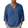 Men's Casual And Fashionable Loose V-neck Long Sleeved Shirt Top