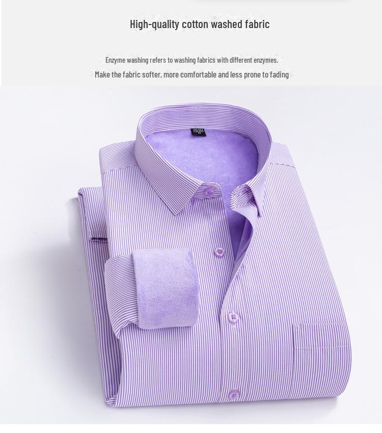 Men's Winter Plus Velvet Long-Sleeve Warm Shirt - Business Casual Gift for Middle-Aged Men