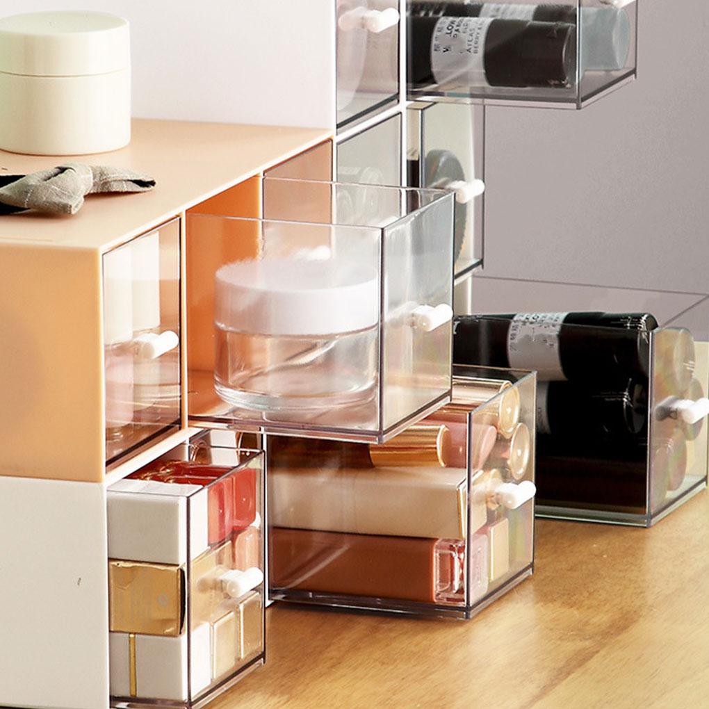 Plastic Cosmetic Makeup Jewelry Storage Box Household Transparent Sundries Case Shelf Drawer Cabinet Organizer
