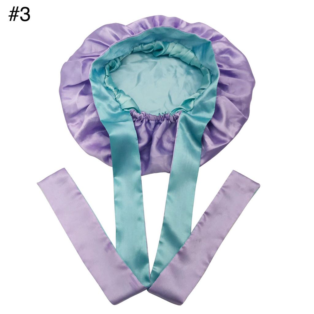 Woman Sleeping Bonnets and Satin Hair Wraps Soft Silk Bonnet Long Tie Plain Hair Bonnet